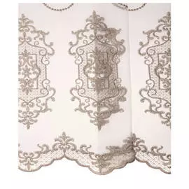 штора тюлевая на шт.ленте ТАС сетка с вышивкой 300х280см бежевая, арт.GS3159