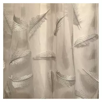 штора тюлевая на шт.ленте ТАС сетка с вышивкой 300х280см голубая, арт.GS3117