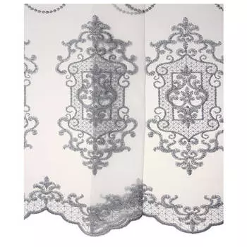 штора тюлевая на шт.ленте ТАС сетка с вышивкой 300х280см голубая, арт.GS3161