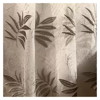 штора тюлевая на шт.ленте ТАС сетка с вышивкой 300х280см серая, арт.GS3112