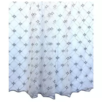 штора тюлевая на шт.ленте ТАС сетка с вышивкой 300х280см серая, арт.GS3302