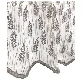 штора тюлевая на шт.ленте ТАС сетка с вышивкой 300х280см серая, арт.GS3333