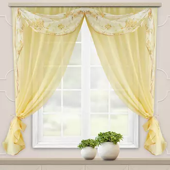 штора тюлевая на шт.ленте WITERRA Легкость вуаль 240x160см желтая, арт.70026