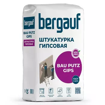 штукатурка гипсовая BERGAUF Bau Putz Gips трещиностойкая 30 кг