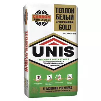 штукатурка гипсовая UNIS Gold Теплон белая 25кг, арт.GOLDTEPL-25