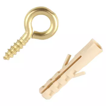 шуруп-кольцо 10х2,7х5мм латунир. с дюбелем 4шт