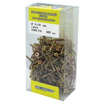 шуруп конструкционный для дерева 3,0х35 TORX10 300шт + бита