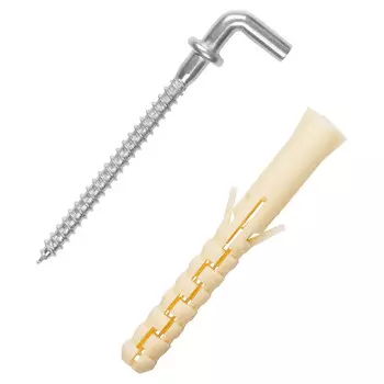 шуруп-крюк L-образный 4,5х68мм с манжетой с дюбелем 2шт