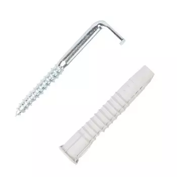 шуруп-крюк L-образный 5,9х80мм прямой шлиц с дюбелем 2шт