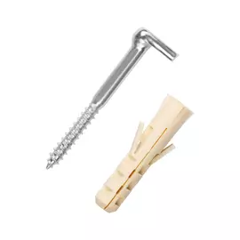 шуруп-крюк L-образный 5х50мм под крест с дюбелем 2шт