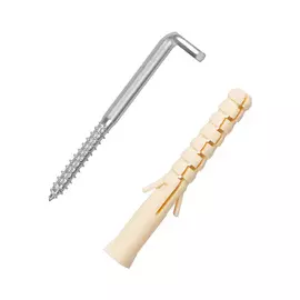 шуруп-крюк L-образный 6х80мм прямой шлиц с дюбелем 2шт