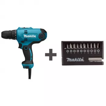 шуруповерт электрический MAKITA DF0300+D-30651 с набором насадок 320Вт