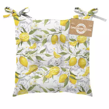 сиденье для стула САМОЙЛОВСКИЙ ТЕКСТИЛЬ Лимонная эстетика 40x40см белое, арт.926796