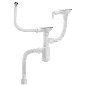 сифон для двойной мойки MASTERPROF 3.1/2"х40мм универсальный с переливом отводом гибкой трубой 40х40