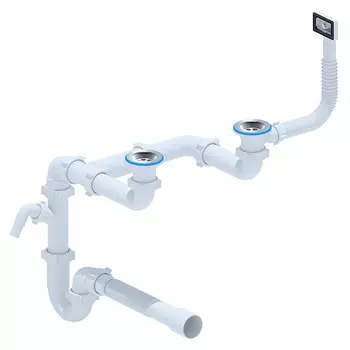 сифон для мойки АНИПЛАСТ 1 1/2"х40мм двойной универсальный с переливом отводом гибкой тр 40х40/50