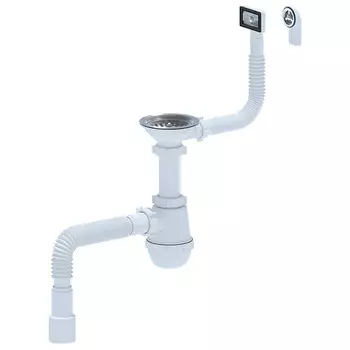 сифон для мойки АНИПЛАСТ 3.1/2"х40мм с прямоуг и круглым переливом гибкой трубой 40х40/50мм