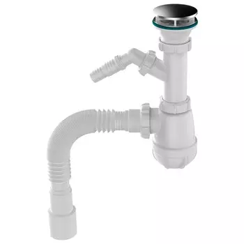 сифон для мойки AQUANT 1.1/2"х40 с гибкой трубой 40х40/50 с декор. крышкой