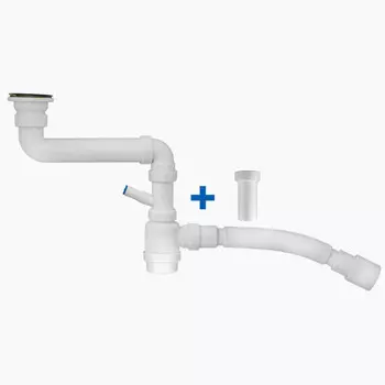 сифон для мойки MasterProf 1.1/2"х40 со смещением с/без отвод стир. маш. с гибкой трубой 40х32/40/50