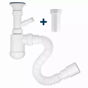 сифон для мойки MasterProf 1.1/2"х40 с/без отвод стир. маш. с гибкой трубой 40х32/40/50