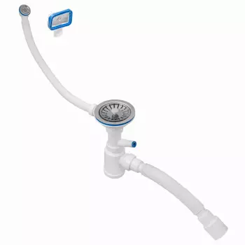 сифон для мойки MasterProf 3.1/2"х40 2 перел., отвод стир. маш. пласт. шток с гибкой трубой 40х32/40