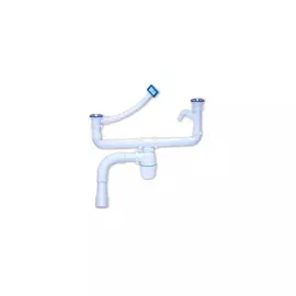 сифон для мойки ORIO 1 1/2"х40мм двойной двухуровнев с переливом белый