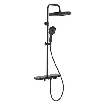 система душевая ESKO ST350Black со смесителем полкой черная
