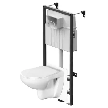 система монтажная DAMIXA Jupiter с клавишей Prime M глянц хром и с подвесным унитазом с сид м/лифт