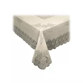 скатерть ПВХ ажурная TOWA 140х200см Victoria бежевая, арт.5178