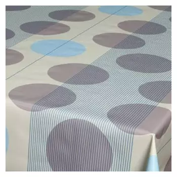 скатерть ПВХ Stripes and circles aqua 140х180см бежево-голубая, арт.19156