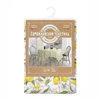 скатерть САМОЙЛОВСКИЙ ТЕКСТИЛЬ Лимонная эстетика 144x200см белая, арт.926789