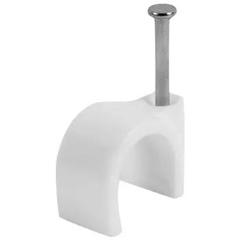 скоба для крепления кабеля круглая 8мм 20 штук белая