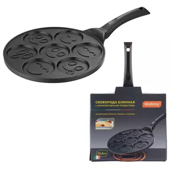 сковорода блинная MALLONY д/оладушек 7порций 26,6см антипр. покр. алюм.