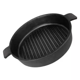 сковорода-гриль MALLONY 24 см б/покр. чугун индукц. 2 руч.