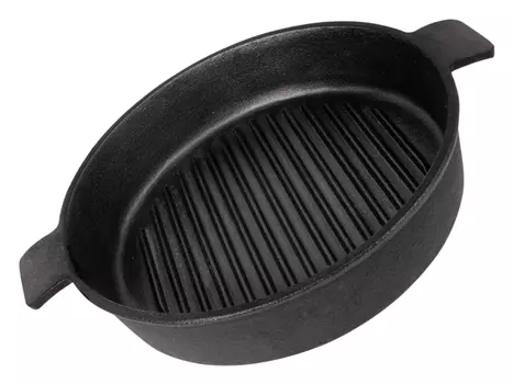 сковорода-гриль MALLONY 24 см б/покр. чугун индукц. 2 руч.