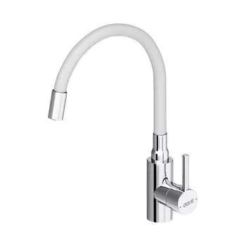 смеситель для кухни DORFF Logic гибкий нержавейка белый