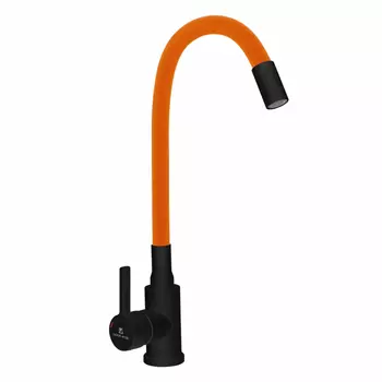 смеситель для кухни GOTA ROCIO Black&White силиконовый излив нержавейка оранж