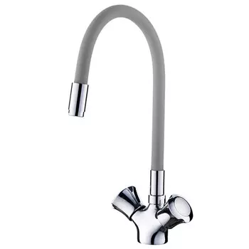 смеситель для кухни LEDEME L4022-9 гибкий излив 137мм серый