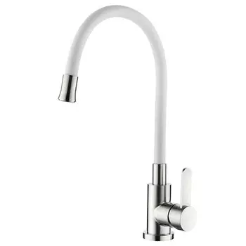 смеситель для кухни LEDEME L74004-3 гибкий излив 175мм белый