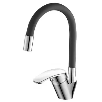 смеситель для кухни ONELIFE полимерный однорычажный с гибким изливом хром