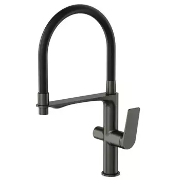 смеситель для кухни TOKITO Mitsuishi гибкий для фильтра латунь вороненая сталь