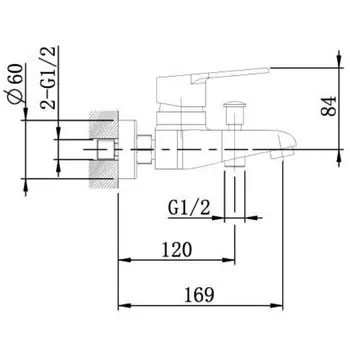 смеситель для ванны AGGER Right короткий излив однорычажный хром