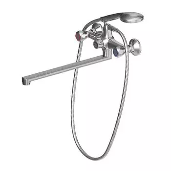 смеситель для ванны DORFF Modern двухрычажный длинный латунь хром