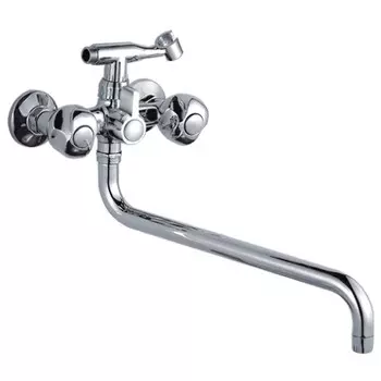 смеситель для ванны LEDEME L2726 поворотный излив 342мм цинк хром