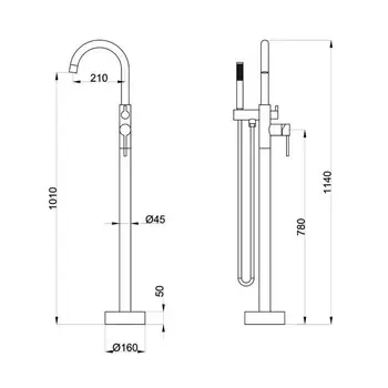смеситель для ванны ORANGE Steel напольный черный