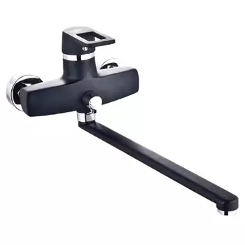 смеситель для ванны РМС SL77BL-006E, с длинным изливом, черный Однорычажный