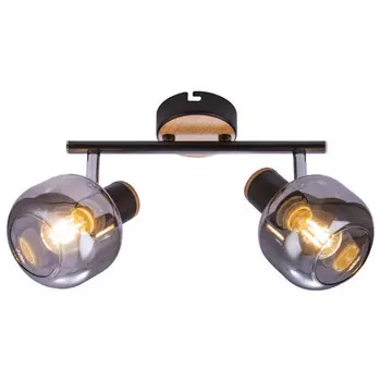 спот RIVOLI Dorkas 2х40Вт E14 поворотный металл текстиль серый