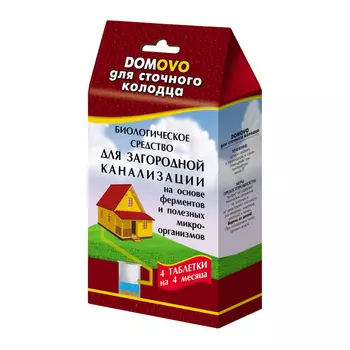 средство для сточного колодца DOMOVO для загородной канализации 48г 4 таблетки