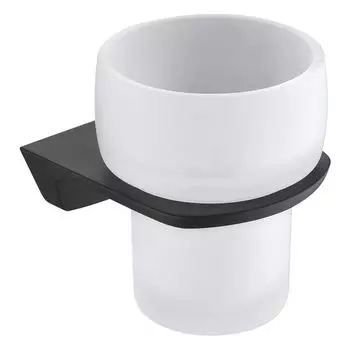 стакан для зубных щеток WasserKraft Elbe K-7228 металл/стекло черный