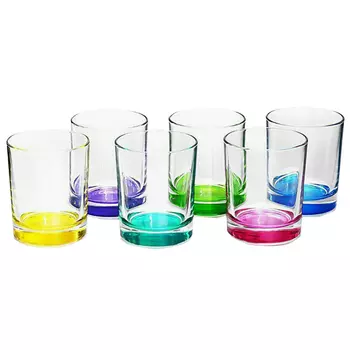 стакан OSZ Гладкий 240мл низкий стекло цветное дно микс цвета