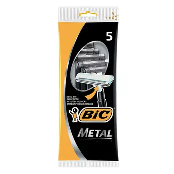 станок для бритья BIC Metal 5шт с защитным металлическим покрытием одноразовый